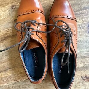 Brown Leather Oxford Brogue Shoes with Goodyear Welt